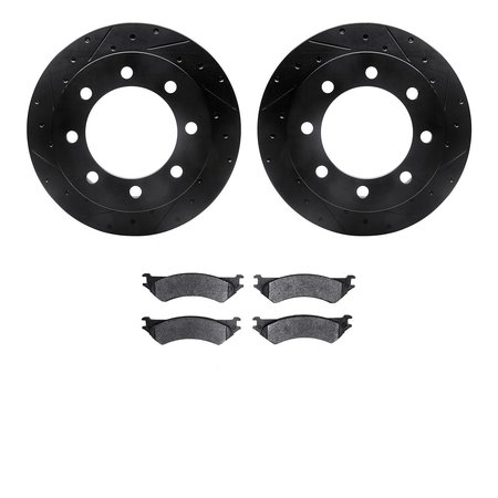 DYNAMIC FRICTION CO 8502-99447, Rotors-Drilled and Slotted-Black with 5000 Advanced Brake Pads, Zinc Coated 8502-99447